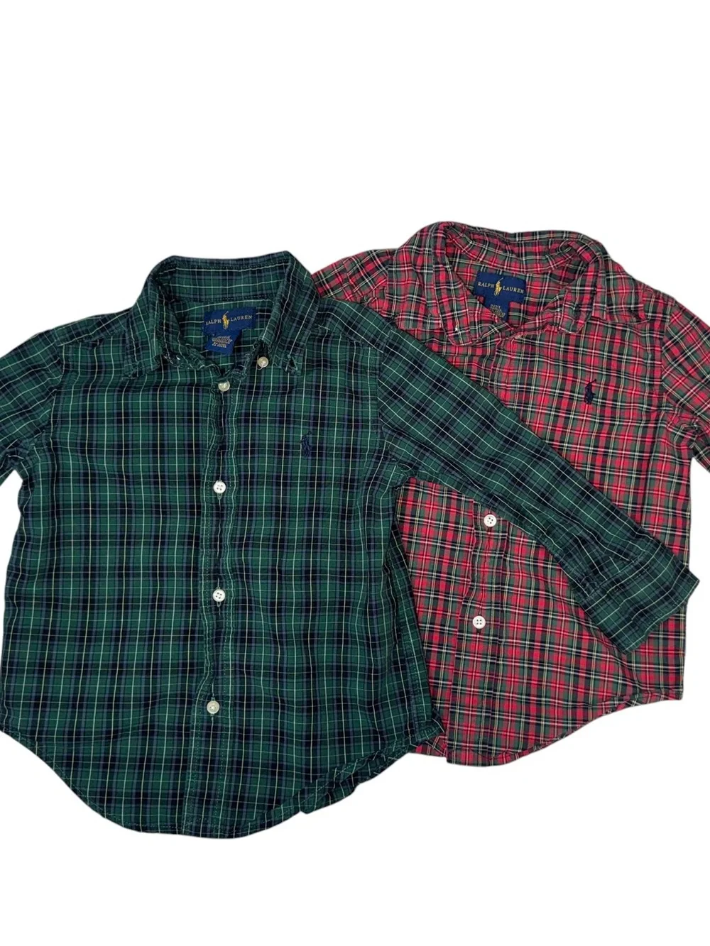 Ralph Lauren Toddler 2T Plaid Button Front Shirts Lot of 2 100% Cotton Polo